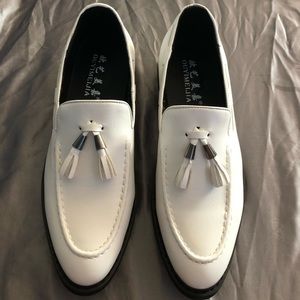 Men’s White Tassel Loafers